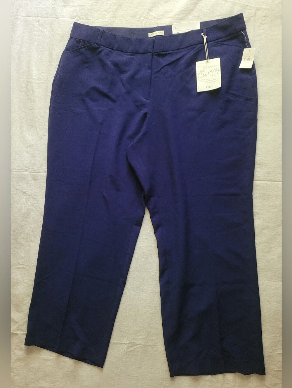 Cato Wide-Leg Pull-On Pants in Navy